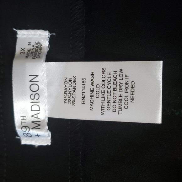 NWT 89th& Madison Womens Black Elastic Waist Stretch Pull On Cropped Pants Sz 3X - Picture 7 of 8